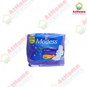 Modess, All Night Cottony Soft Cover, Wings, 4s