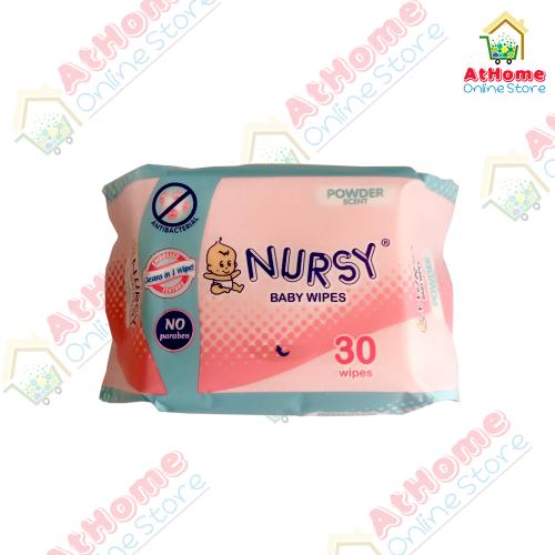 Nursy Baby Wipes, Powder Scent, 30 wipes